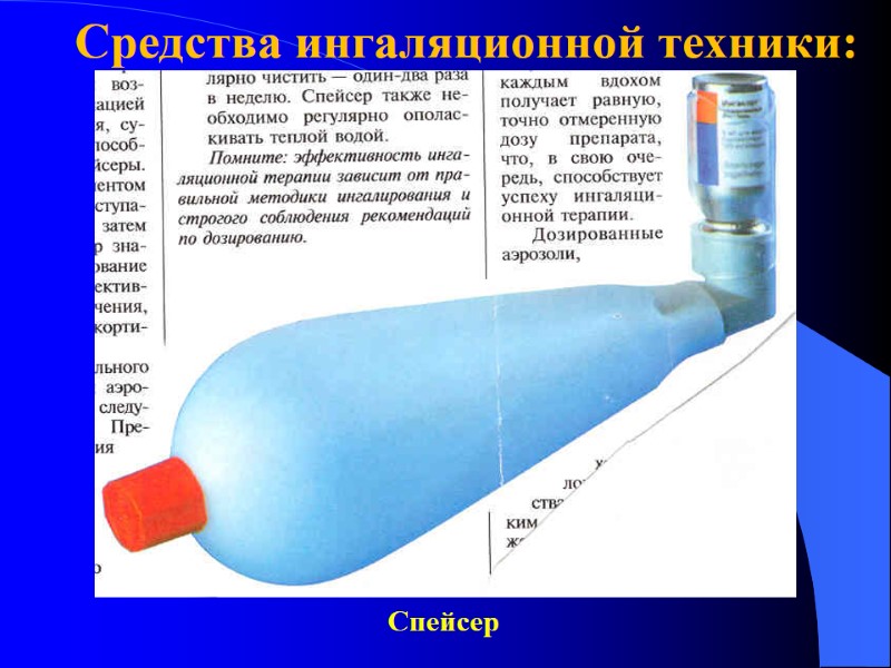 Средства ингаляционной техники:     Спейсер
